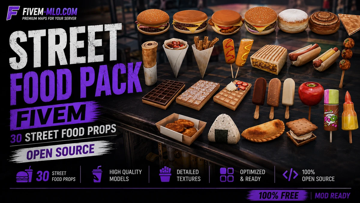 Street Food Pack FiveM | 30 Street Food Props | Open Source